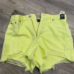 Neon denim shorts